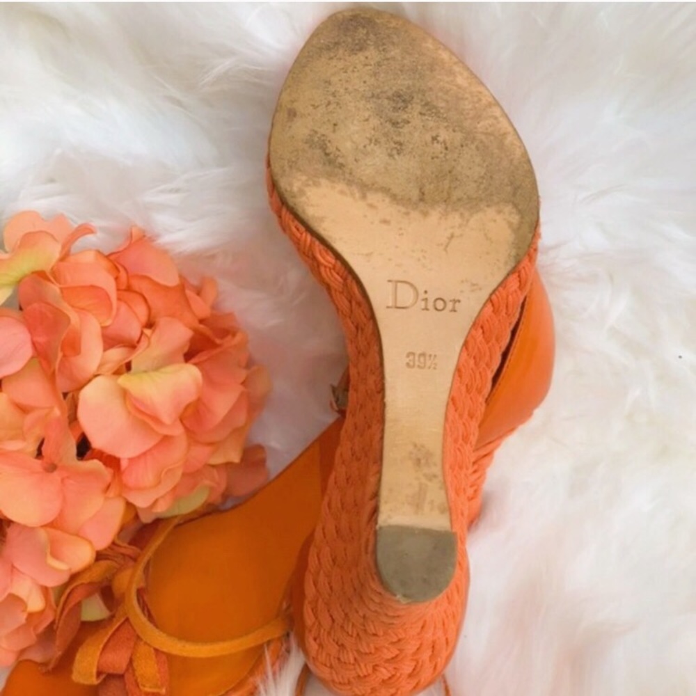 Dior Espadrille Braid Bow Sandal Peep Toe Wedges - Picture 7 of 7